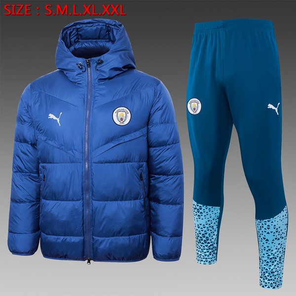 Abrigo Plumón Manchester City Conjunto Completo 2024-2025 Azul 2